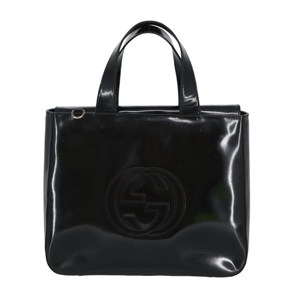 GUCCI Hand Bag Enamel 2way Black Silver 000 1013 0504 Auth fm3966 - Picture 13 of 16